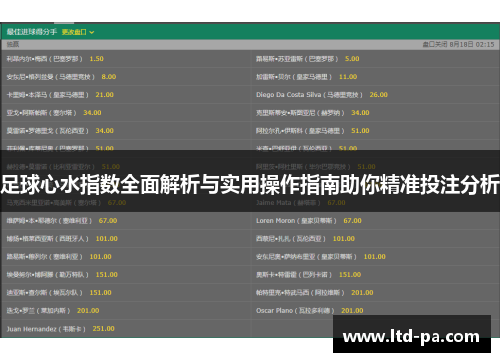 足球心水指数全面解析与实用操作指南助你精准投注分析
